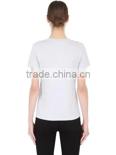 Custom Women Casual Short Sleeve Printed Cotton T Shirts,Oem Clothes Grey O Neck Printed T-Shirts For Women
