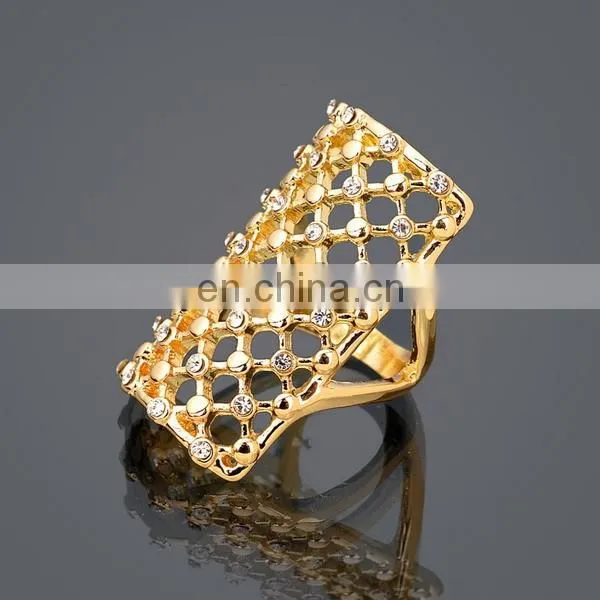 Gold Plated Personalized Square Knuckle Ring Diamond Sparkling Ring Wedding Jewelry