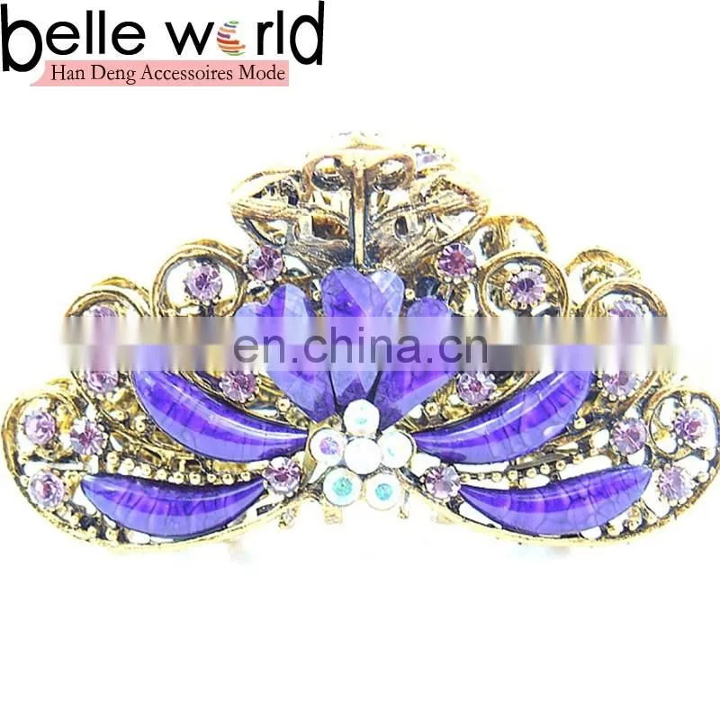 Elegant Europen Retro Big Alloy Rhinestone Jewel Hair Claw Clip