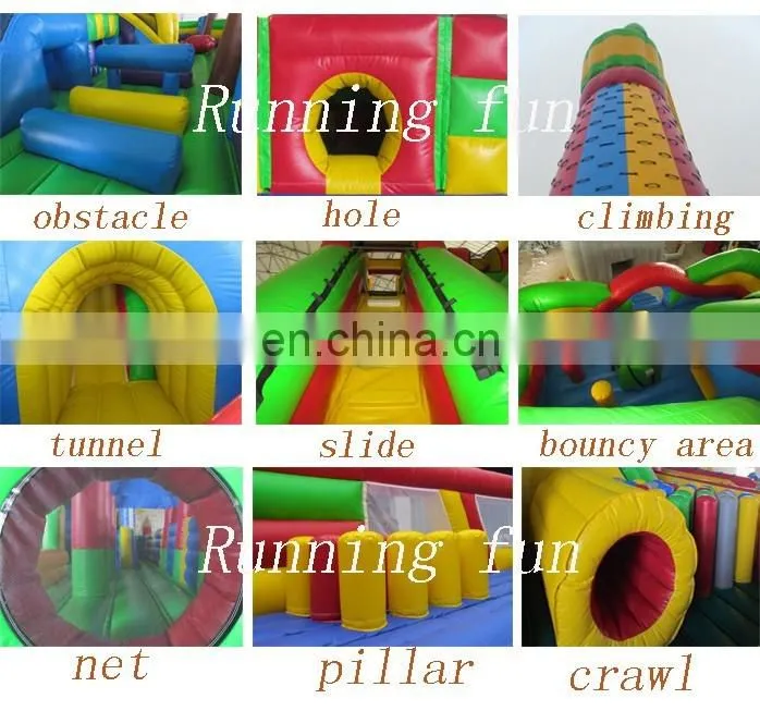 Hot Selling long wipeout inflatable obstacle course, adult inflatable obstacle course