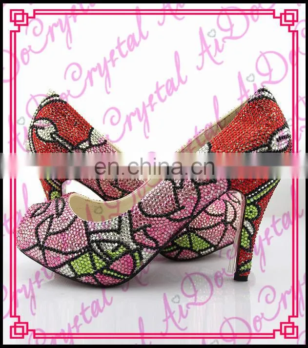 Aidocrystal Hot Sale Designer Fashion colorful platform rhinestone High Heel,shoes Women Pumps