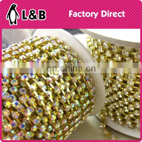 wholesale soldering SS12 multi color rhinestone cup chain