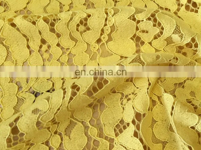 Shaoxing JC052 T/C nylon cotton high quality yellow lace fabric