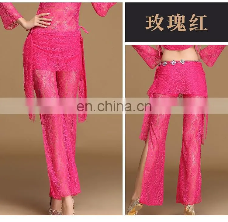 K-4050 Sexy beautiful lace belly dance pant trousers with hip scarf