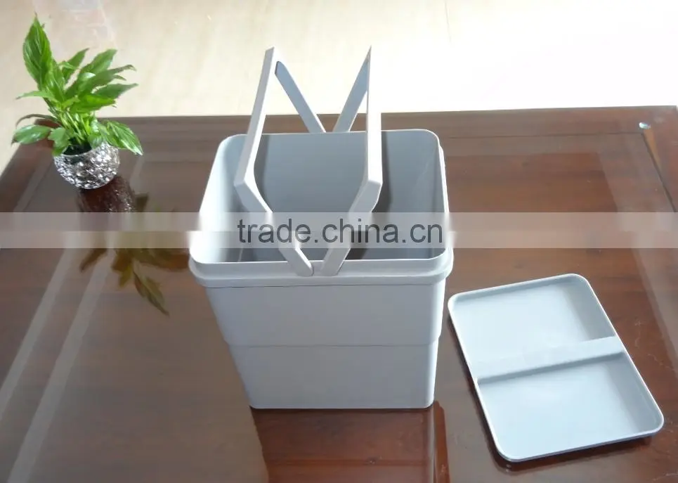 17L plastic trash can with lid and handle, waste bin, garbage can