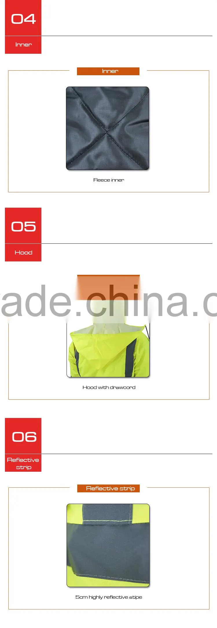 Cheap high visible road safety winter reflective jacket RF071