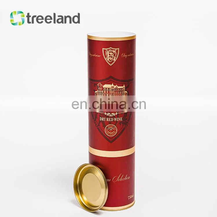 Luxury Wine Bottle Packaging Customized Cylinder Paper Tube Canister Recyclable Round Cardboard Tube