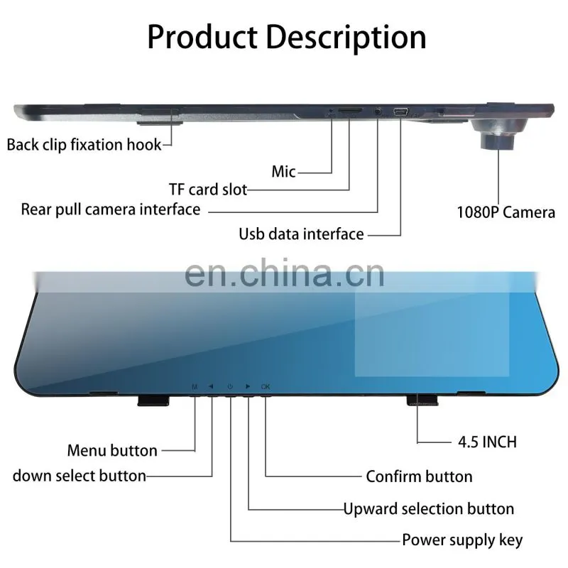 Factory Customization Hd Car dual Camera Recorder Rearview Mirror Dvr Dash Cam