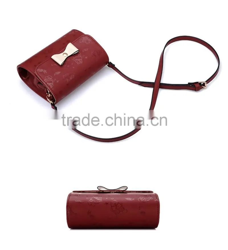 Lady red handbag bowknot shoulder bag women bags latest new design 4 color