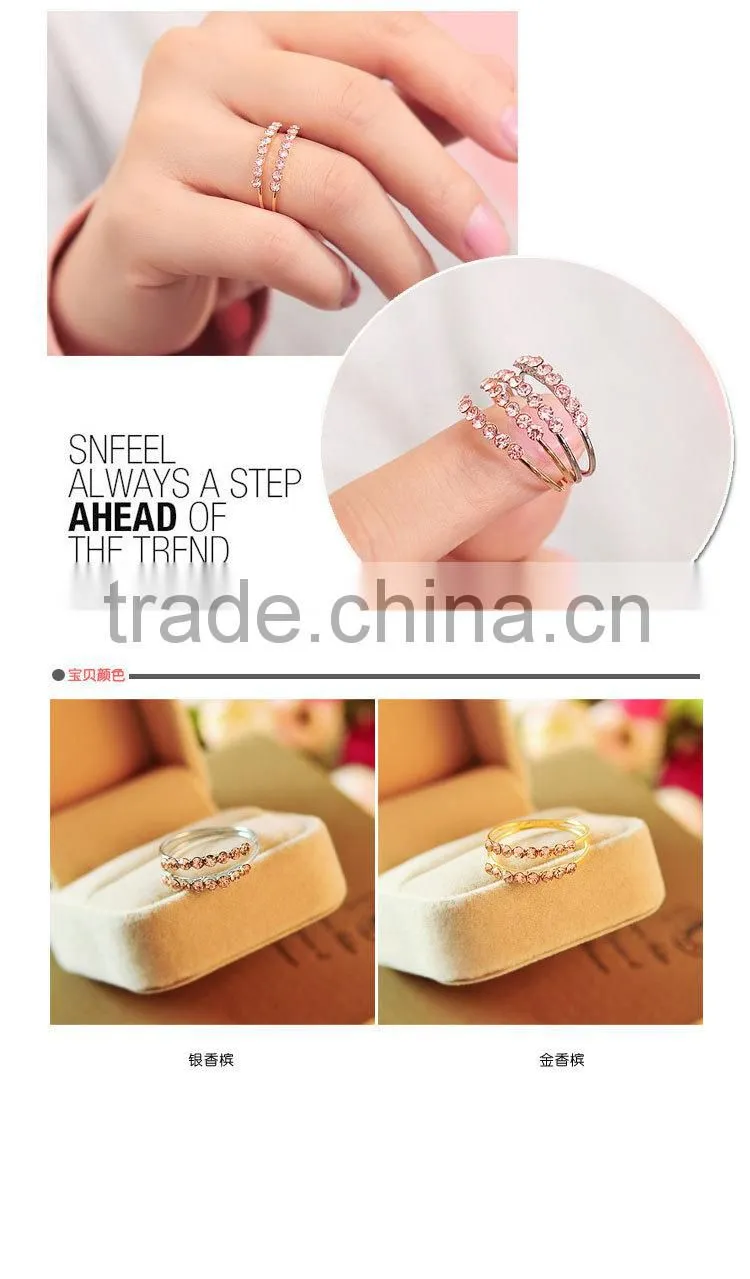 Top Selling Rhinestone Double Band Wedding finger Ring