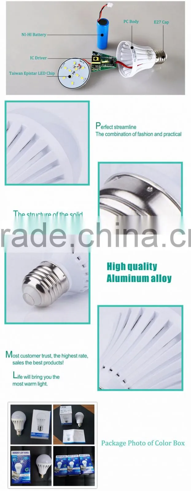 Rechargeable E27 LED Bulb Emergency Light Source