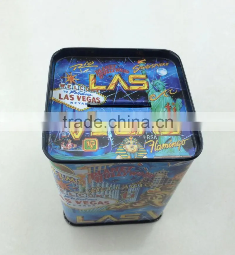 Wholesale money saving coin bank tin cans