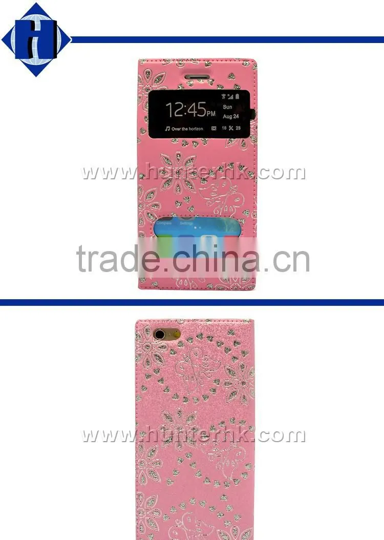 Diamond Leaf Two Window Book Case For iPhone6/6S