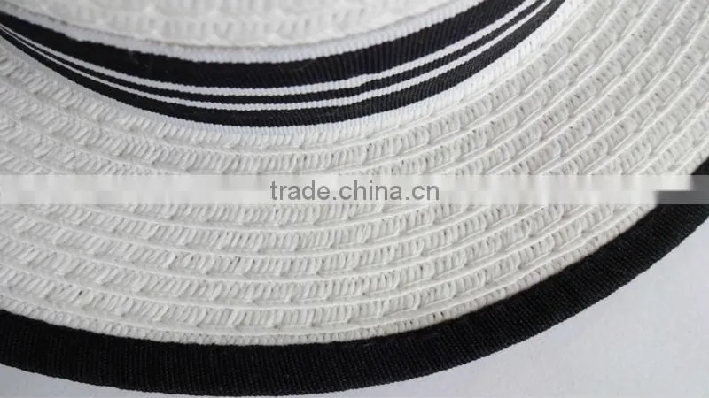 flat top white papaer straw hat