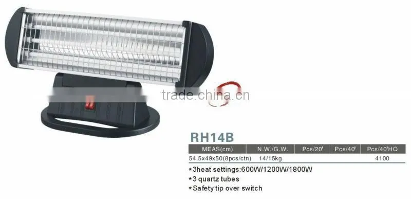 3 quartz tubes 400W/800W/1200W Safety tip over switch electric heater quartz heater for home