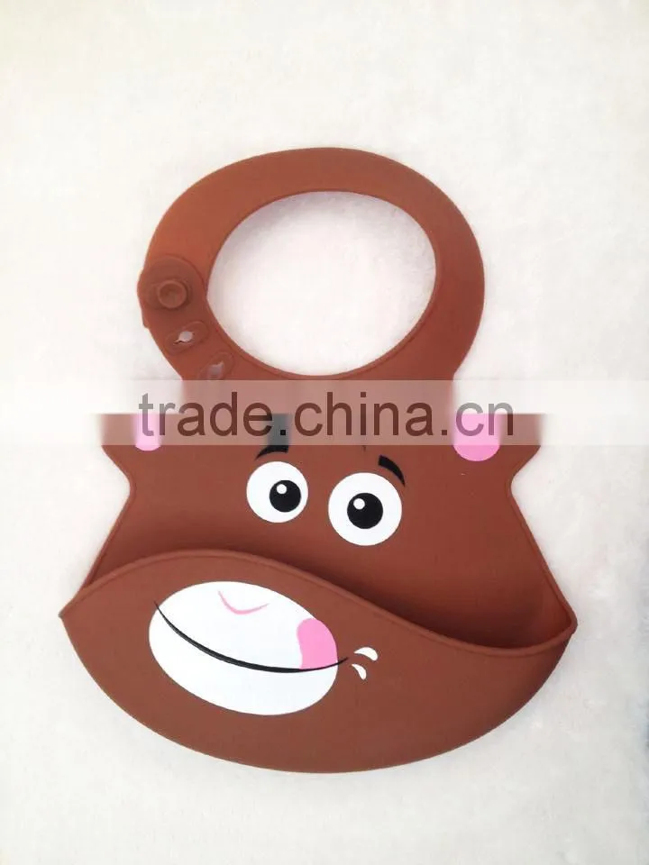 2016 new cute Animal Patterns Non-toxic soft silicone waterproof baby bibs