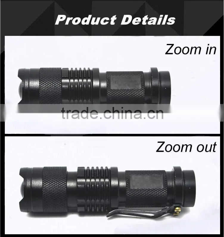 (130316) Promotional Customized Logo Mini Pocket AA Batteries Flashlights with 3 Modes