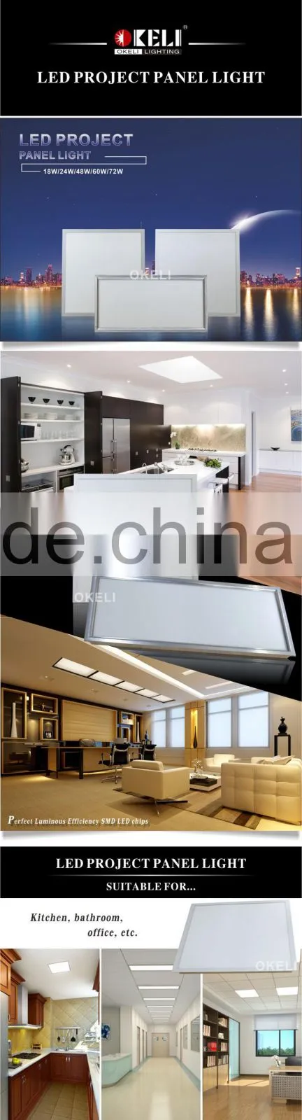 ultra thin 300x300 300x600 1200x300 led panel light with smd 2835 sanan chip