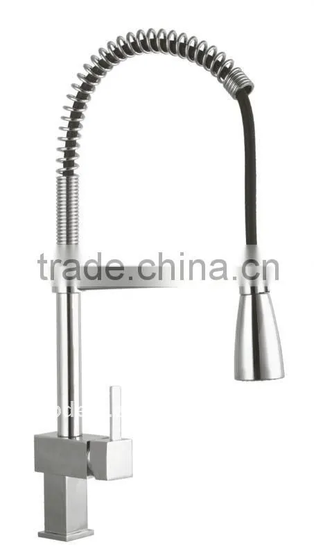 spring brass body pull out spray single lever kitchen sink faucet