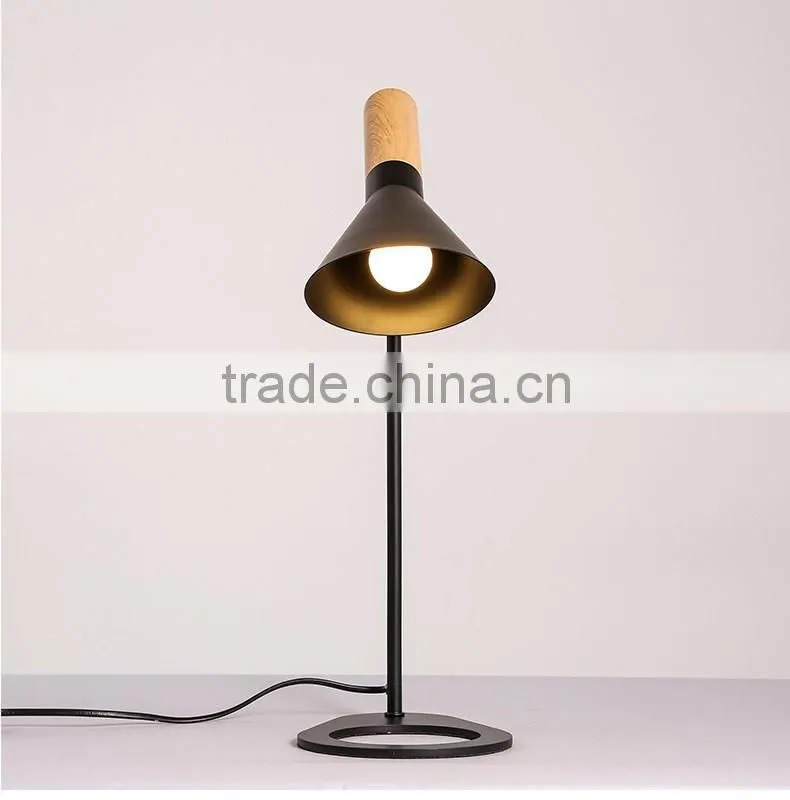 wooden+steel E27*1 table lamp, bedroom /study small desk light ,