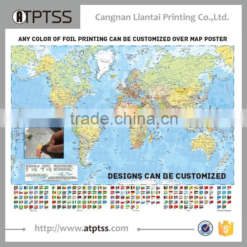 creative fashion new design hard paper scratch world map for travel