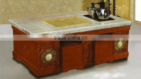 Multifunctional acrylic coffee table with chair and drawer