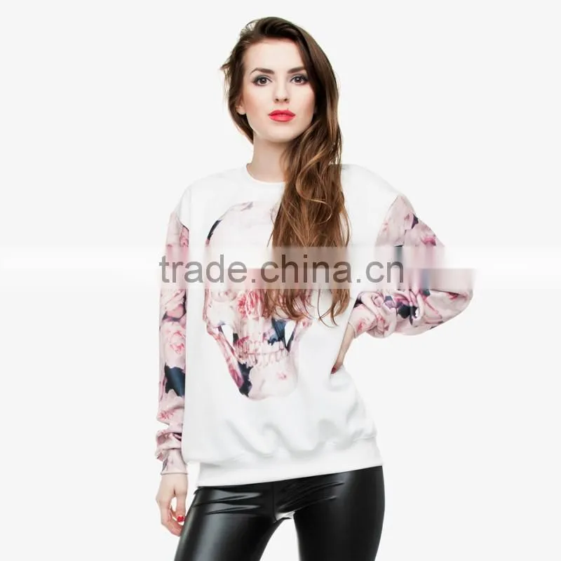 custom blank sweatshi skull roses 3d digital print fullprint crewneck sweatshirt spring autumn unisex custom oversized pullover