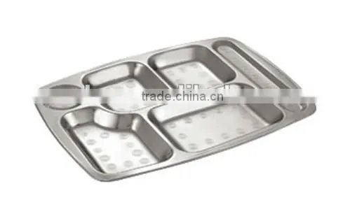 Stainless Steel 5 compartments mess tray/lunch tray