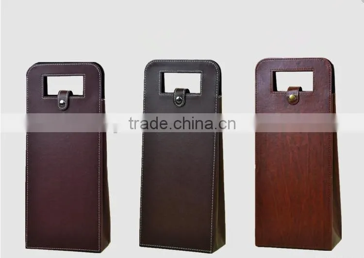 Cheap Single Bottle Gift Wine Bag With Velvet Leather Wine Boxes