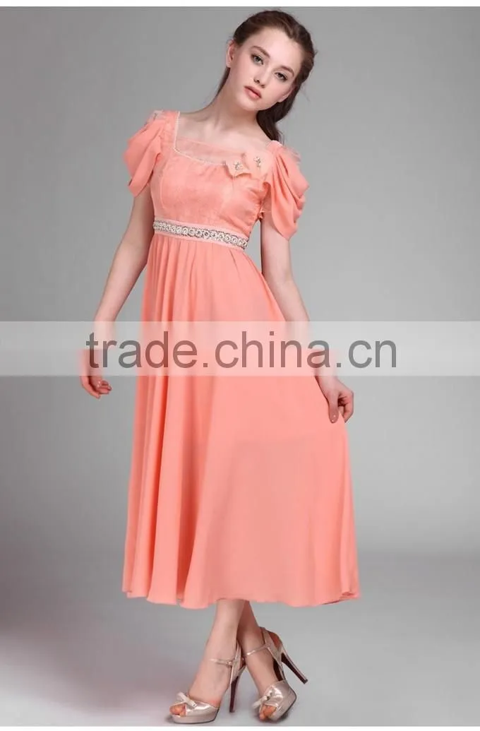 2015 High Quality Lace and Chiffon Design Maxi Dresses Women