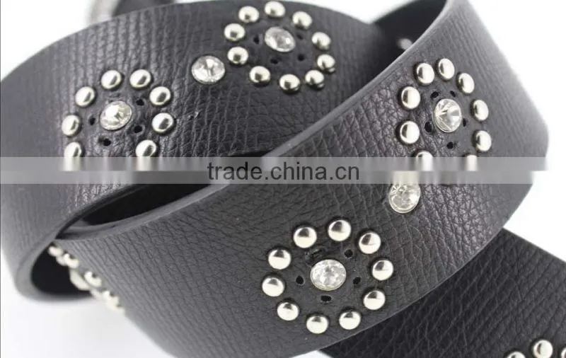 Women's Fashion flowermetal studded jeans belt with shiny rhinestone accessories in Chinese factory