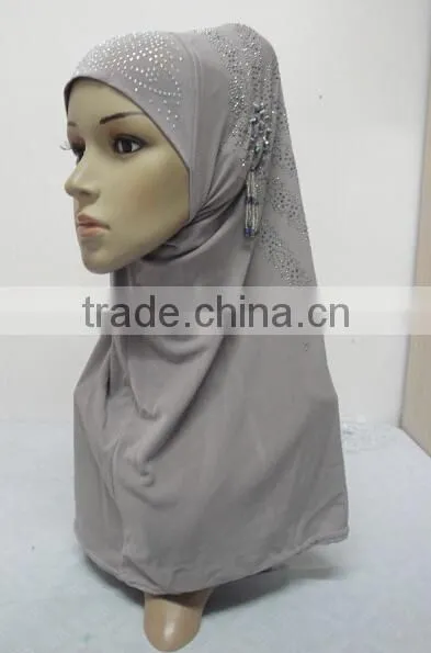 H283 new style one piece hijab with handmade chains and beadings