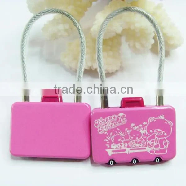 2015 New Design Hot Sale Cute Lock Zinc Alloy Combination Cable Lock