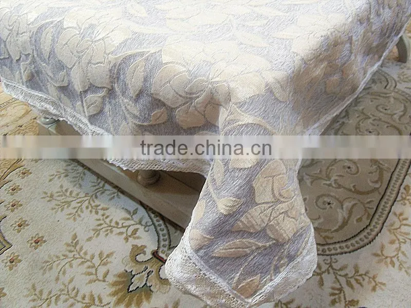 Jacquard woven chenille cotton handmade table cloth, table cover