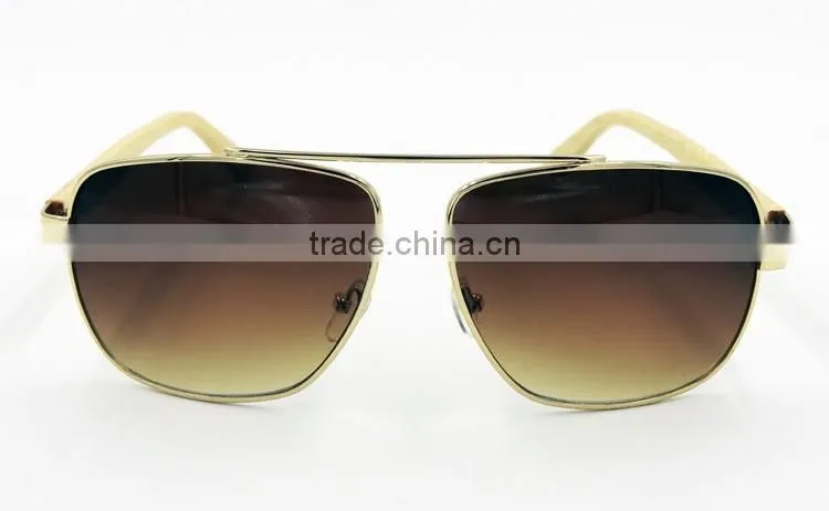 fashionable bamboo arms metal frame aviator sunglasses sport sunglasses
