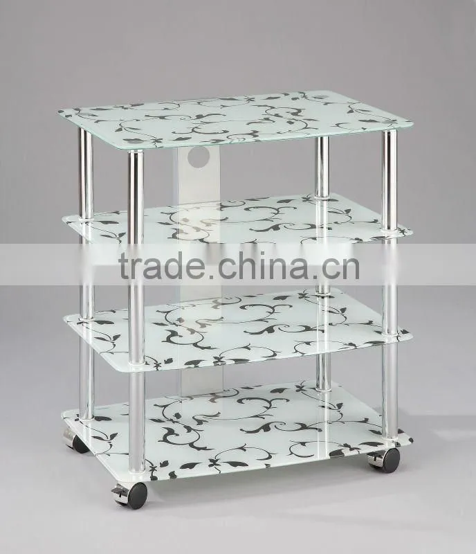 Living Room Metal Glass Shelf Stand
