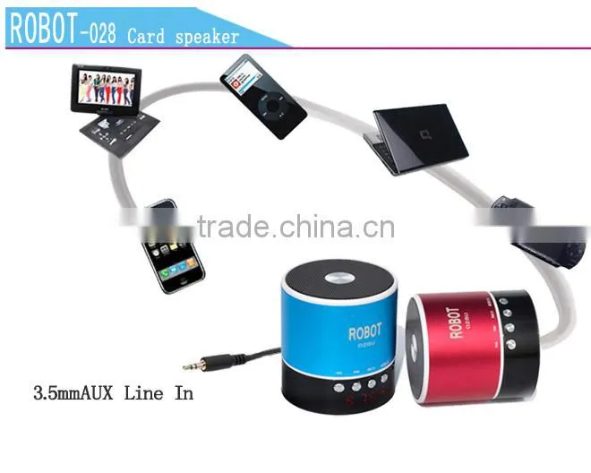 Robot-028u Portable vibration seaker,Aluminum alloy speaker support TF card, FM radio,Powerful Sound,card speaker