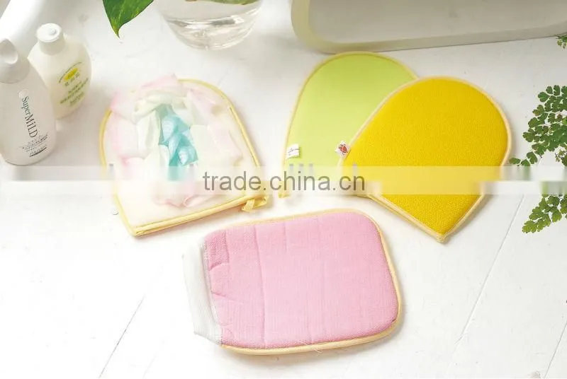 wholesale high grade flower sponge shower gloves ,exfoliating gloves bath mitt wholesale