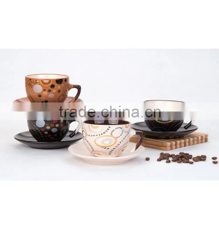 china factory 180cc brown color coffee logo stoneware cup colored tea cup and saucer ceramic