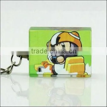 3D Laser Engraving Car Design Crystal souvenir Keychain with Led Light for wedding decoration gift