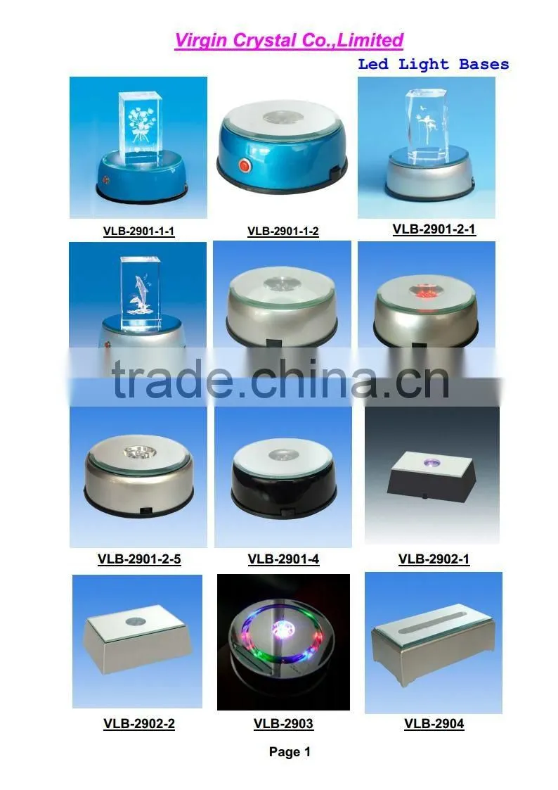 Wholesale New Arrival LED light rotating base with 3d crystal cube