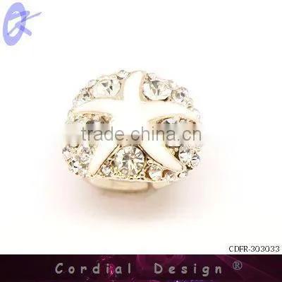 hot sale wholesale starfish style fashion cute rhinestone ring