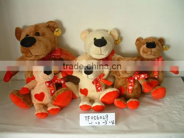 beautiful customized soft plush stuffed spotty dog animal toy with embroidered bone pillow&silk bowtie for valentine day