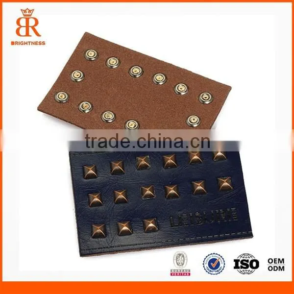 Decorative clothing patches jeans leather patch with metal patch leather bag