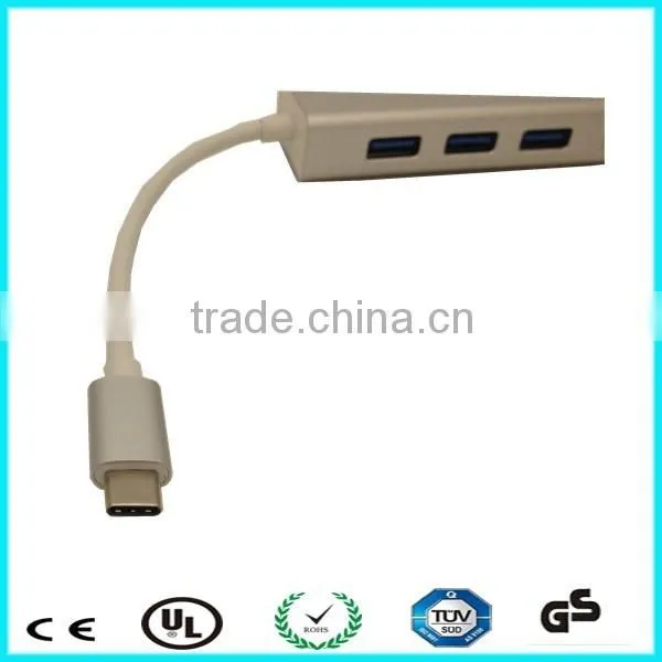 USB 3.1 Type C Multiple 3 Ports Hub with Gigabit Ethernet Network LAN Adapter