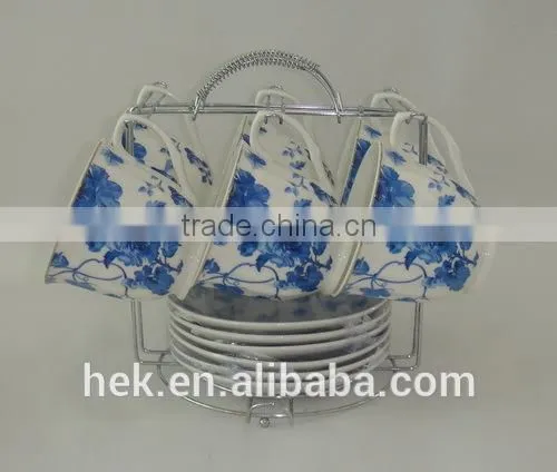 Flower decorate ceramic tea cup and saucer set