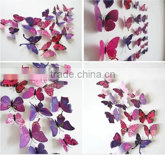 12pcs 3D PVC Butterflies DIY Butterfly Art Decal Home Decor Wall Mural Stickers
