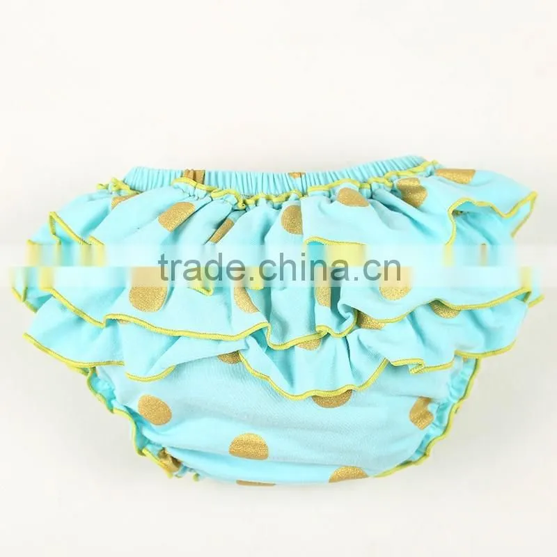 Soft and save gold dot ruffle kids underwear flower baby bloomers wholesale