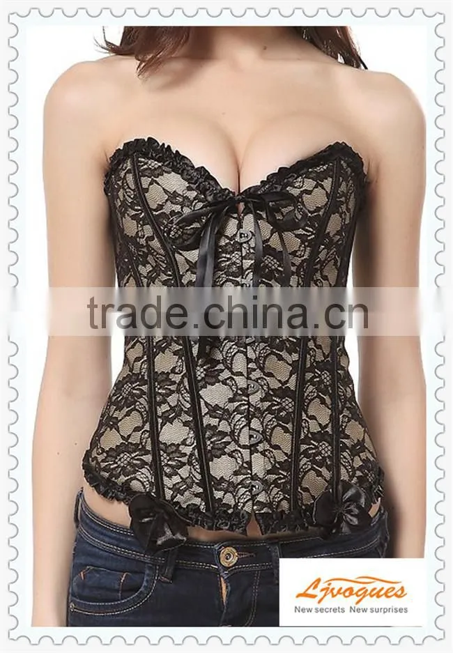 On sale overbust corset waist training top dance club corsets with Lace up