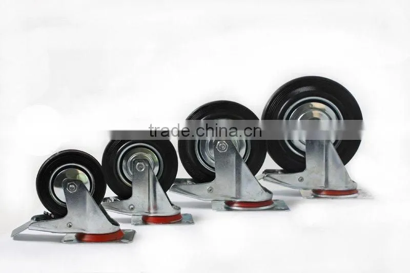 Industrial black rubber caster